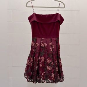 Cocktail dress burgundy gown floral